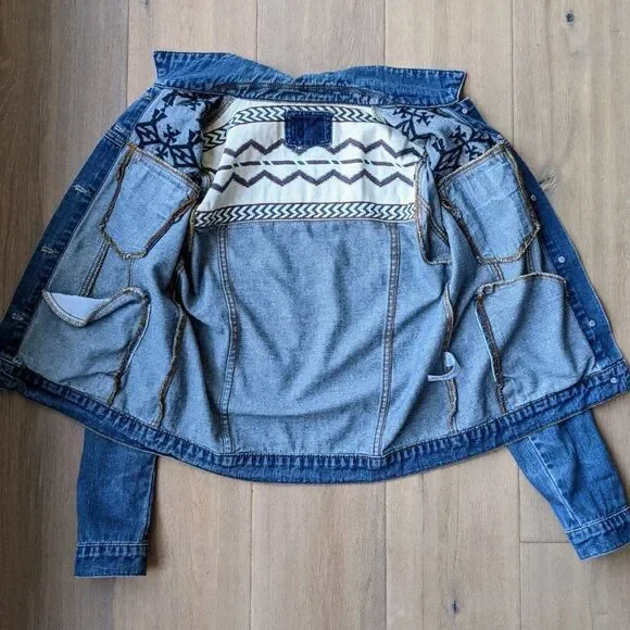 Embroidered Dark Denim Jacket - Picture 4 of 4